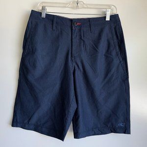 O'NEILL Hybrid Navy Blue Striped Flat Front Board Shorts Size 30 ~EUC